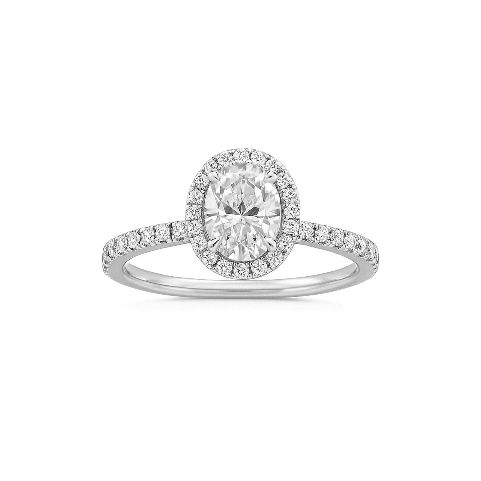 Anel Solitário Oval 1ct Cravejado Prata 925