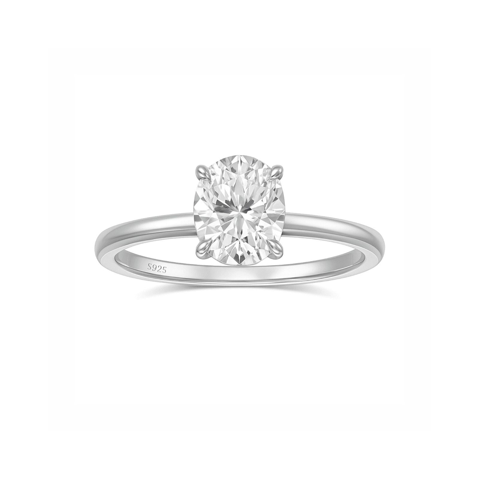 Anel Solitário Noivado em Prata 925 Oval 3ct