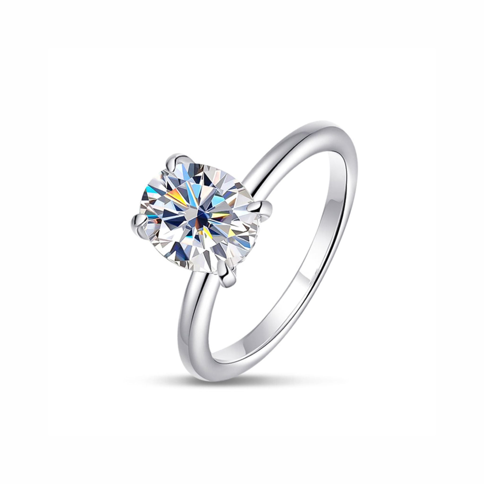Anel Solitário Oval Moissanite 2ct Prata 925