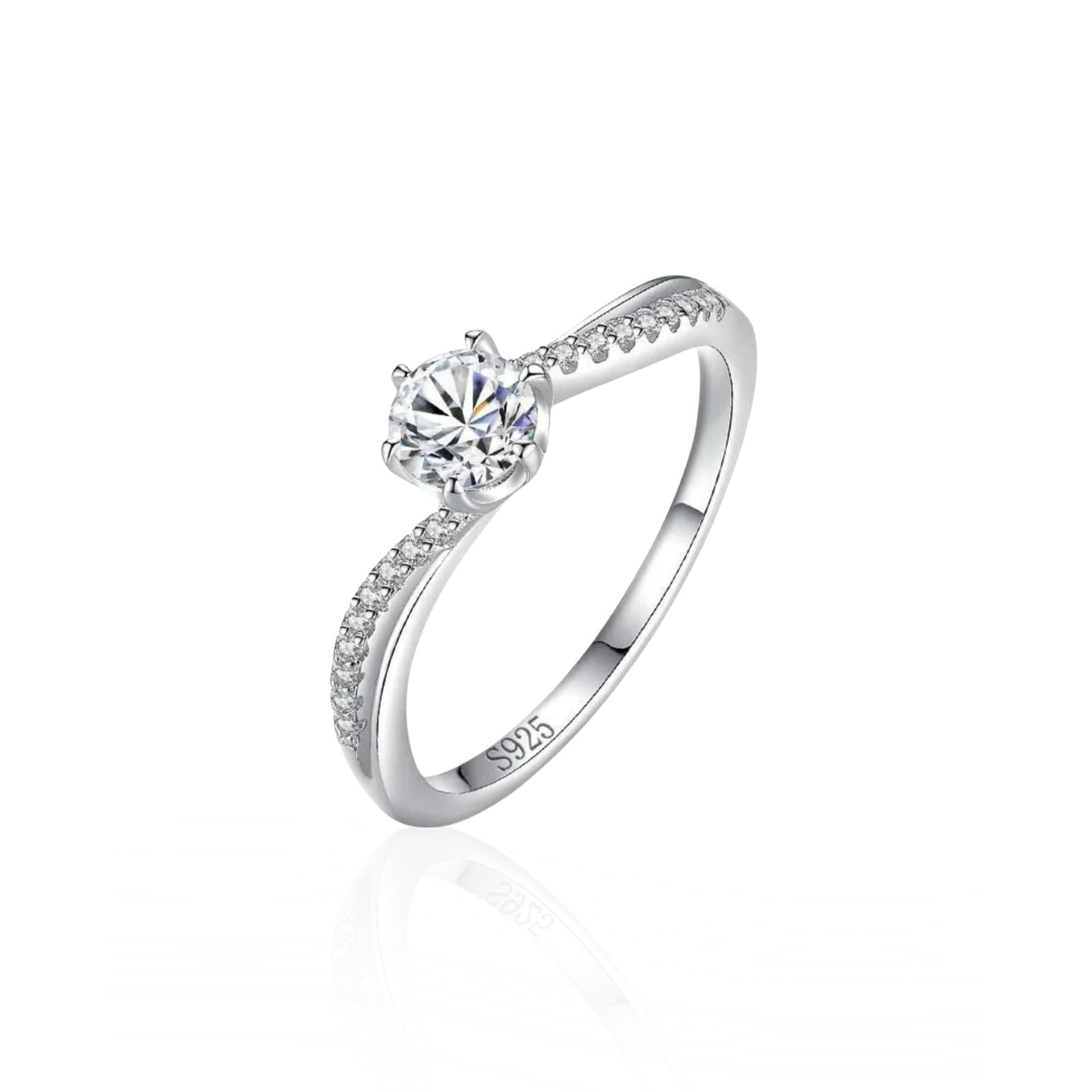 Anel Solitário Torcido em Prata 925