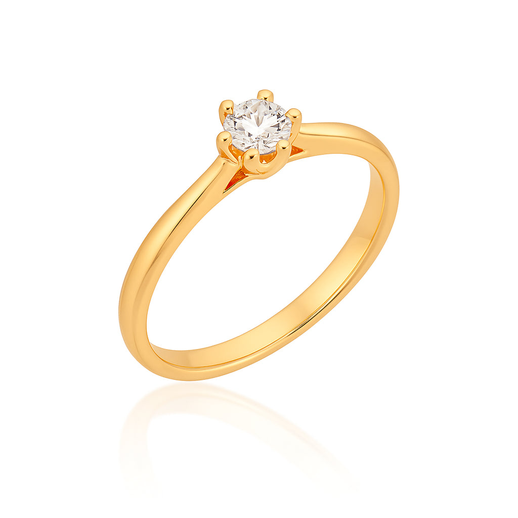 Anel Solitário com Zircônia Banhado em Ouro 18k
