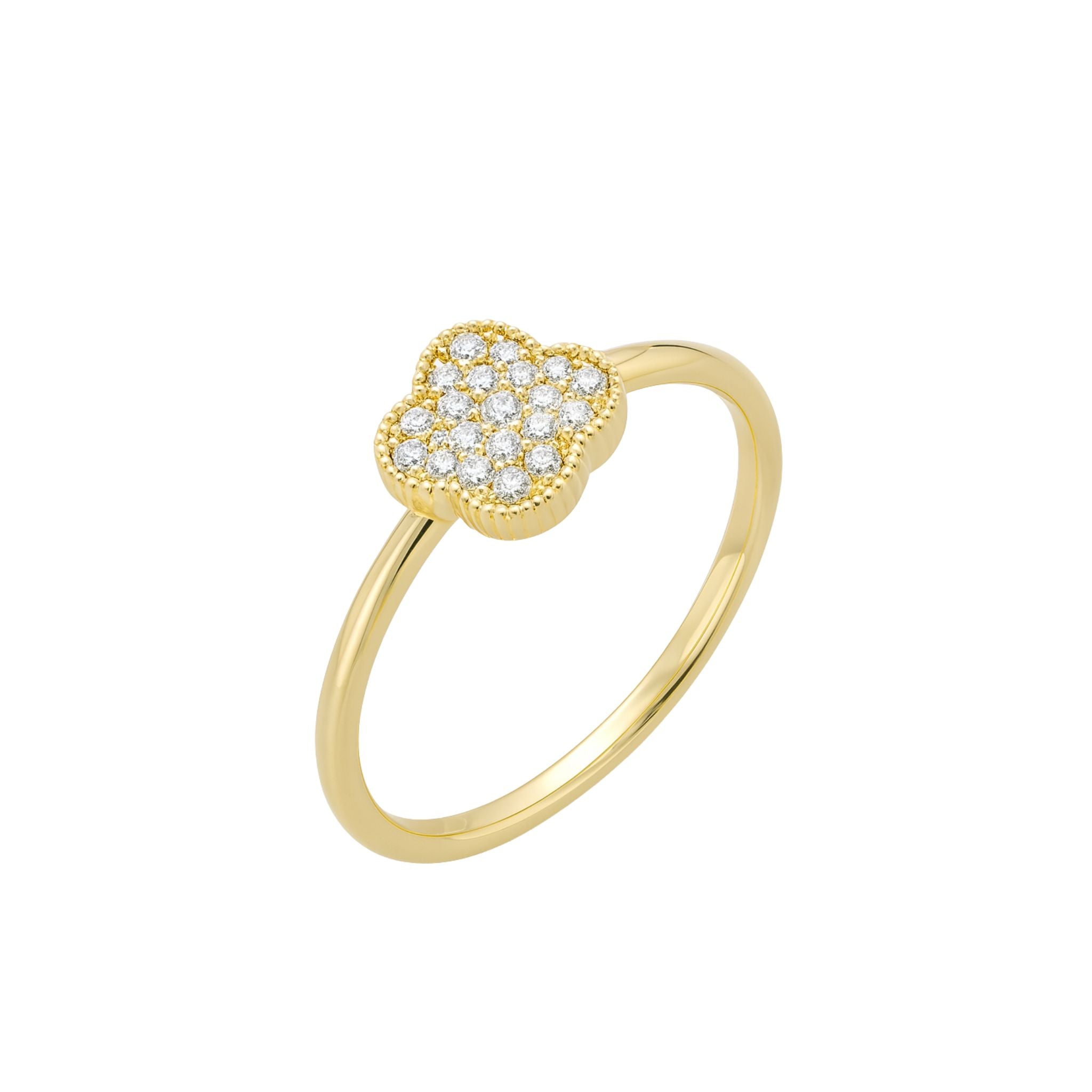 Anel Trevo de Brilho com Zircônias Cravejadas Banhado a Ouro 18k