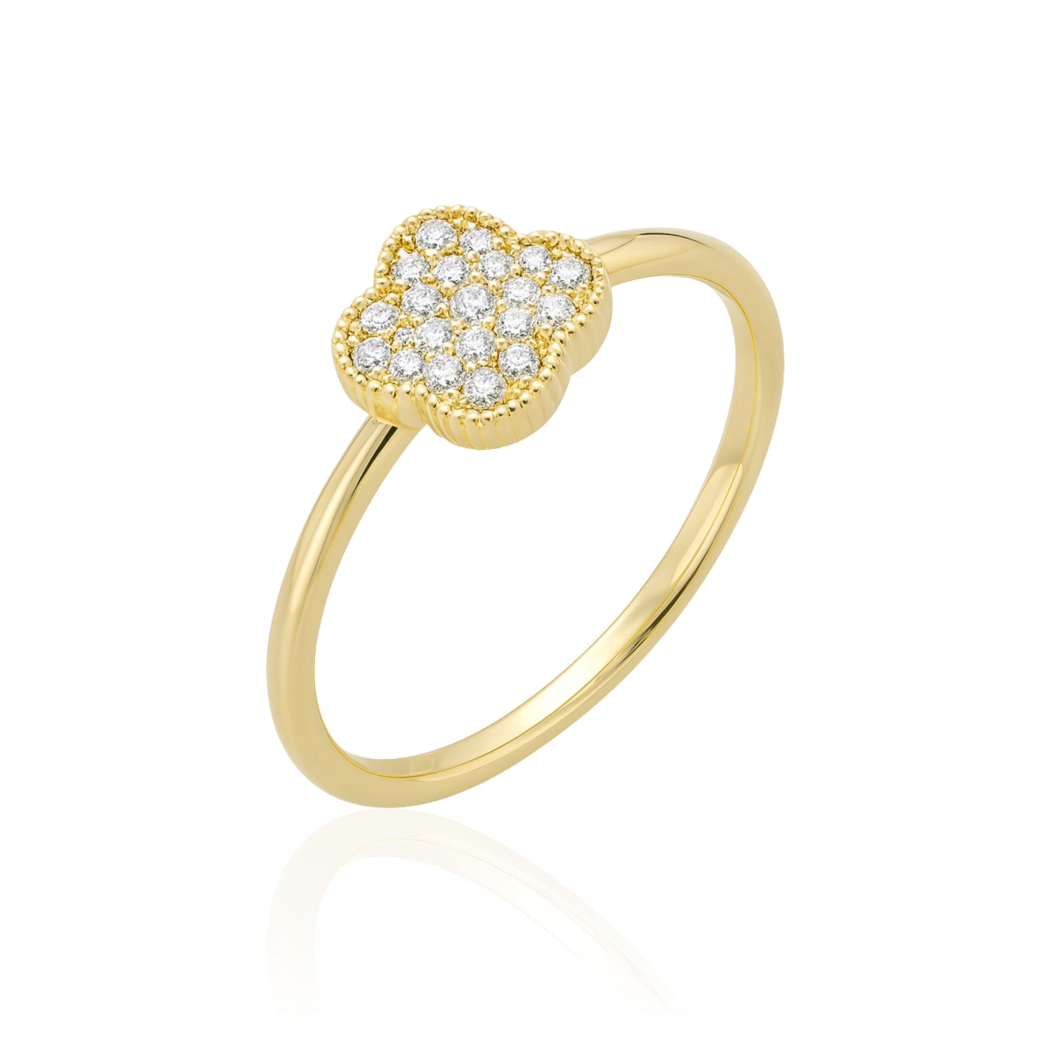 Anel Trevo de Brilho com Zircônias Cravejadas Banhado a Ouro 18k