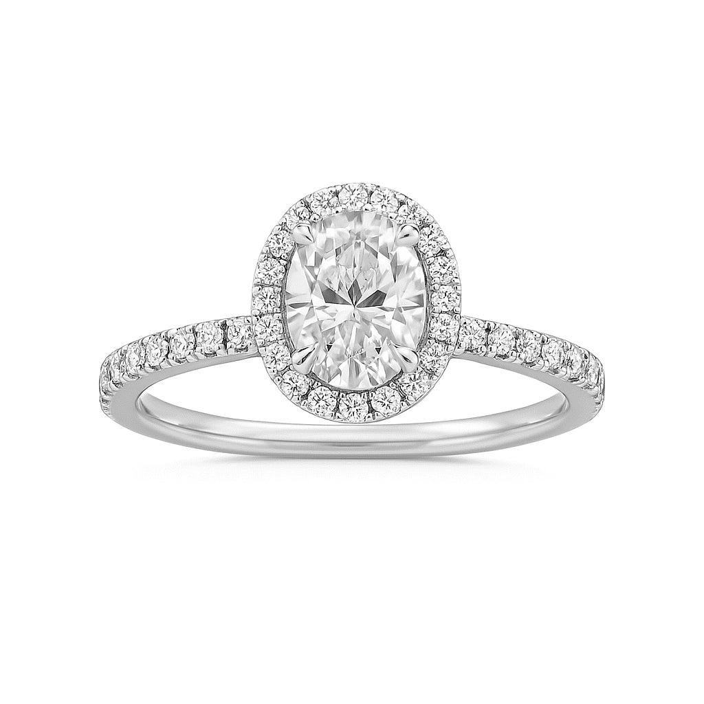 Anel de Noivado Banhado em Ouro Branco 14k