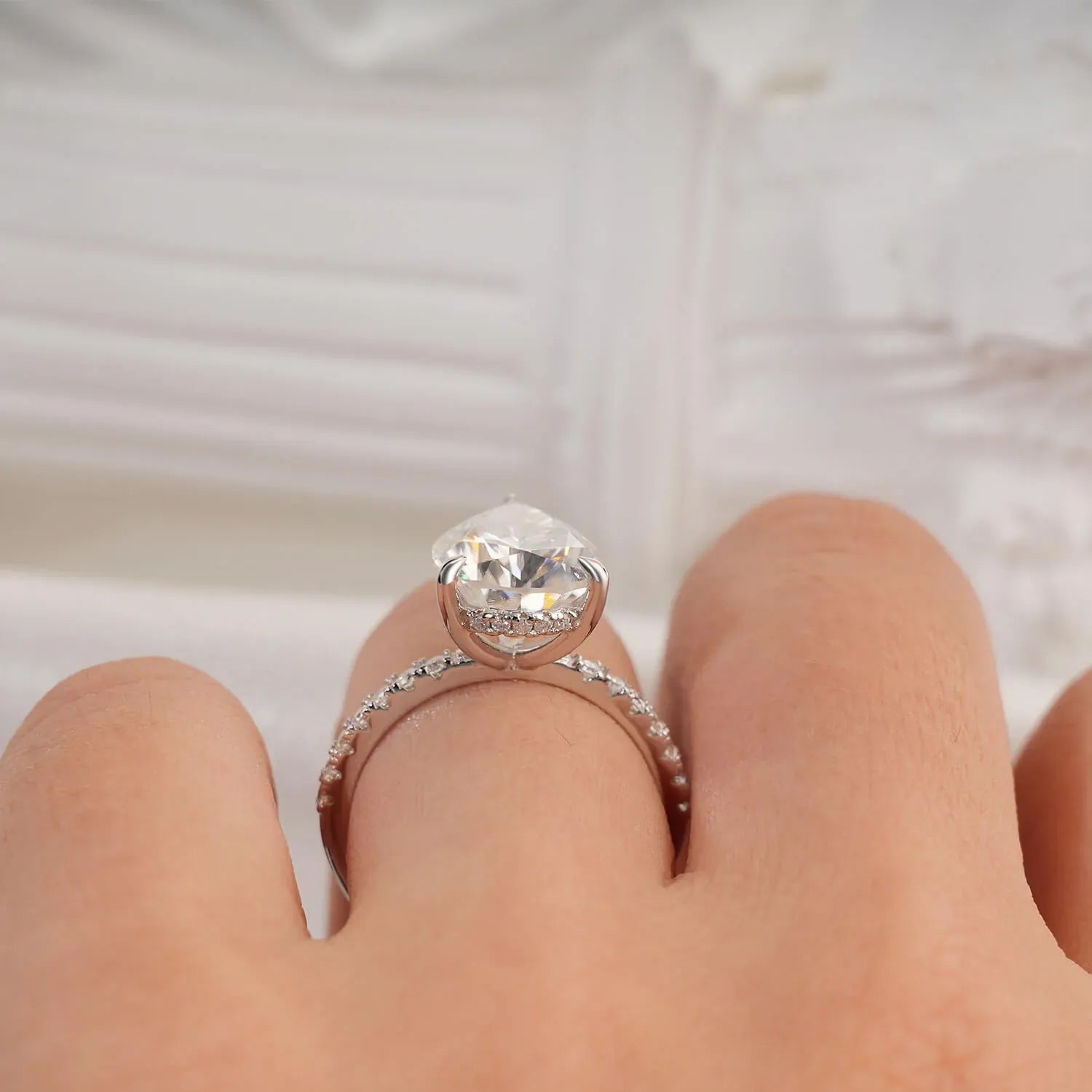 Anel de Noivado com Corte Pera Moissanite 5ct