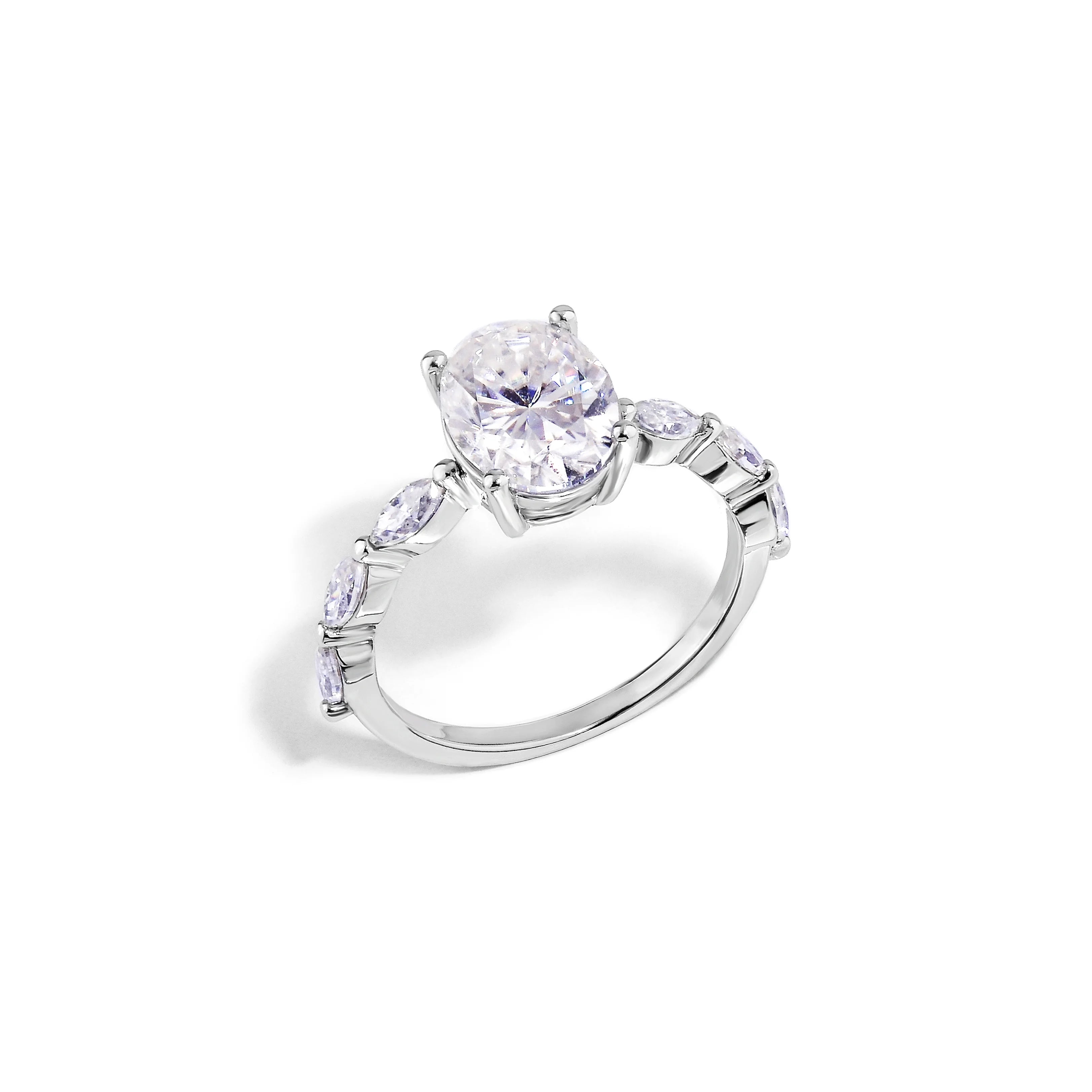 Anel de Noivado com Moissanite Oval 2ct