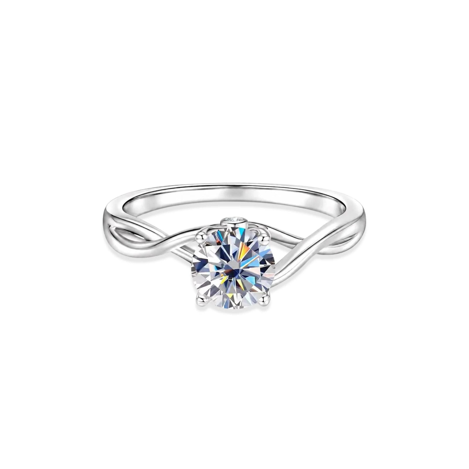 Anel de Noivado Trançado Infinito Prata 925 Moissanite 1ct