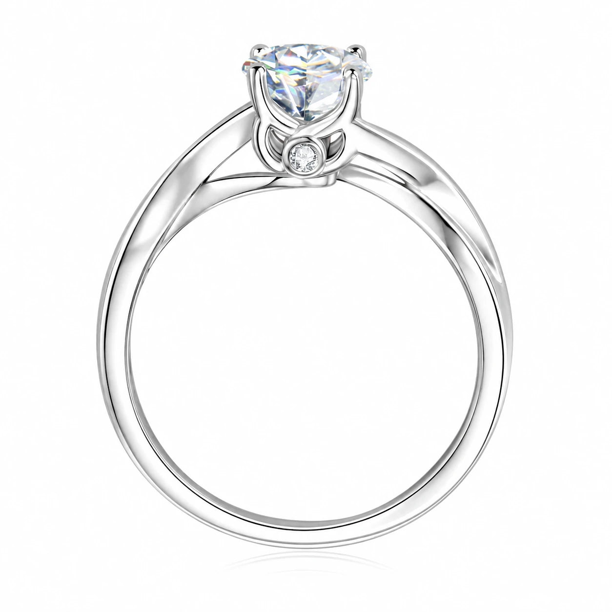 Anel de Noivado Trançado Infinito Prata 925 Moissanite 1ct
