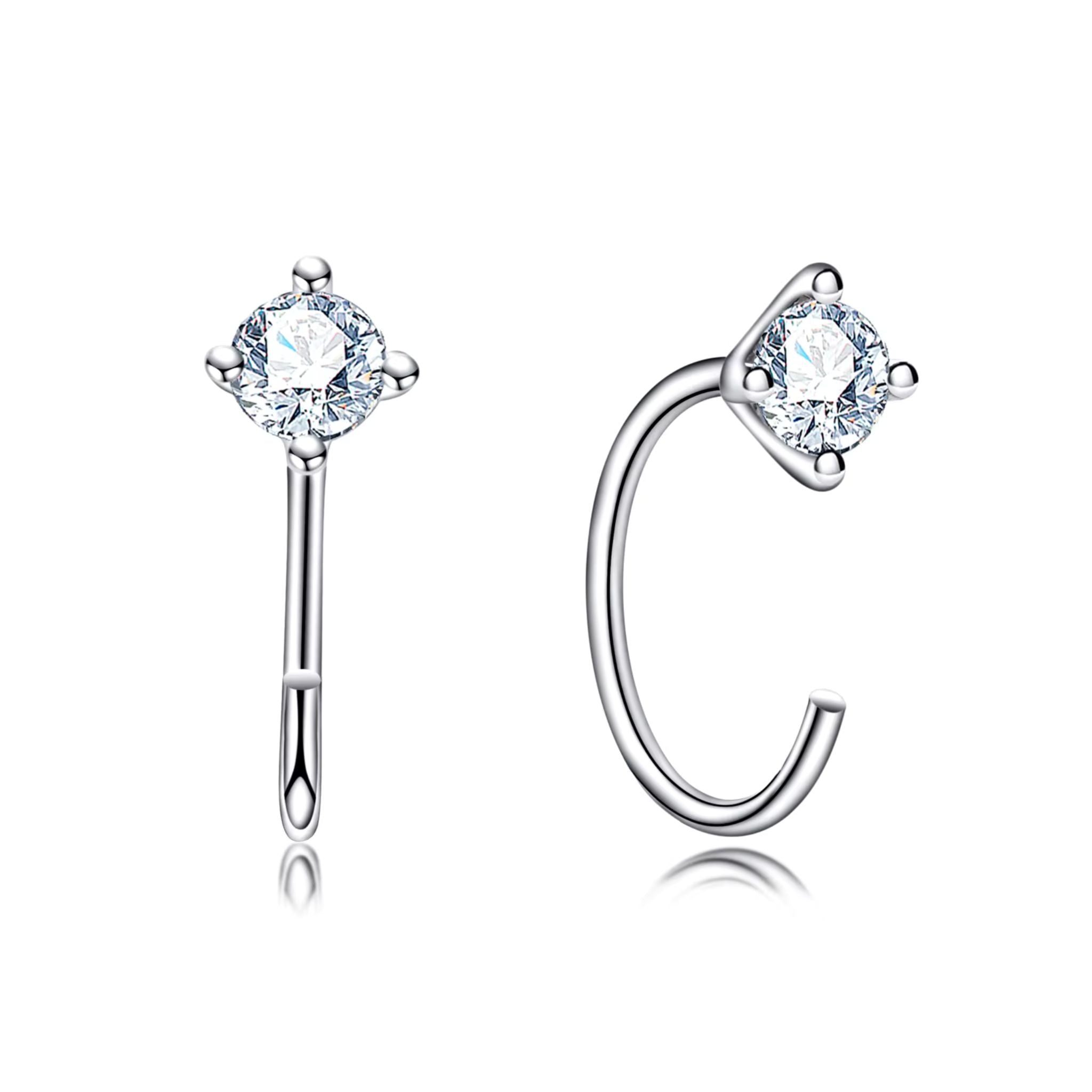 Brinco Argola Minimalista em Prata 925 com Pedra Moissanite 4mm