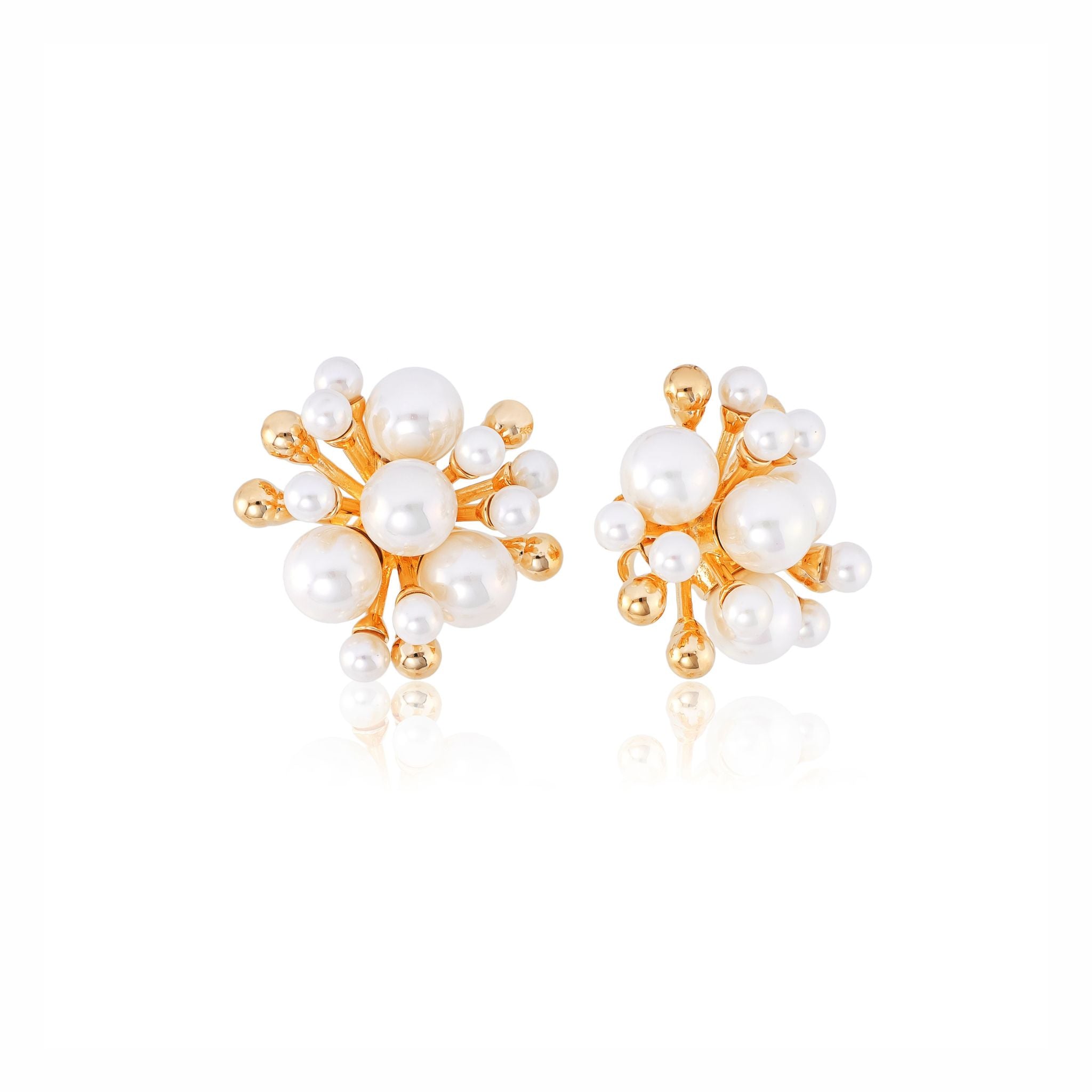 Brinco Flor de Pérolas Banhado em Ouro 18k
