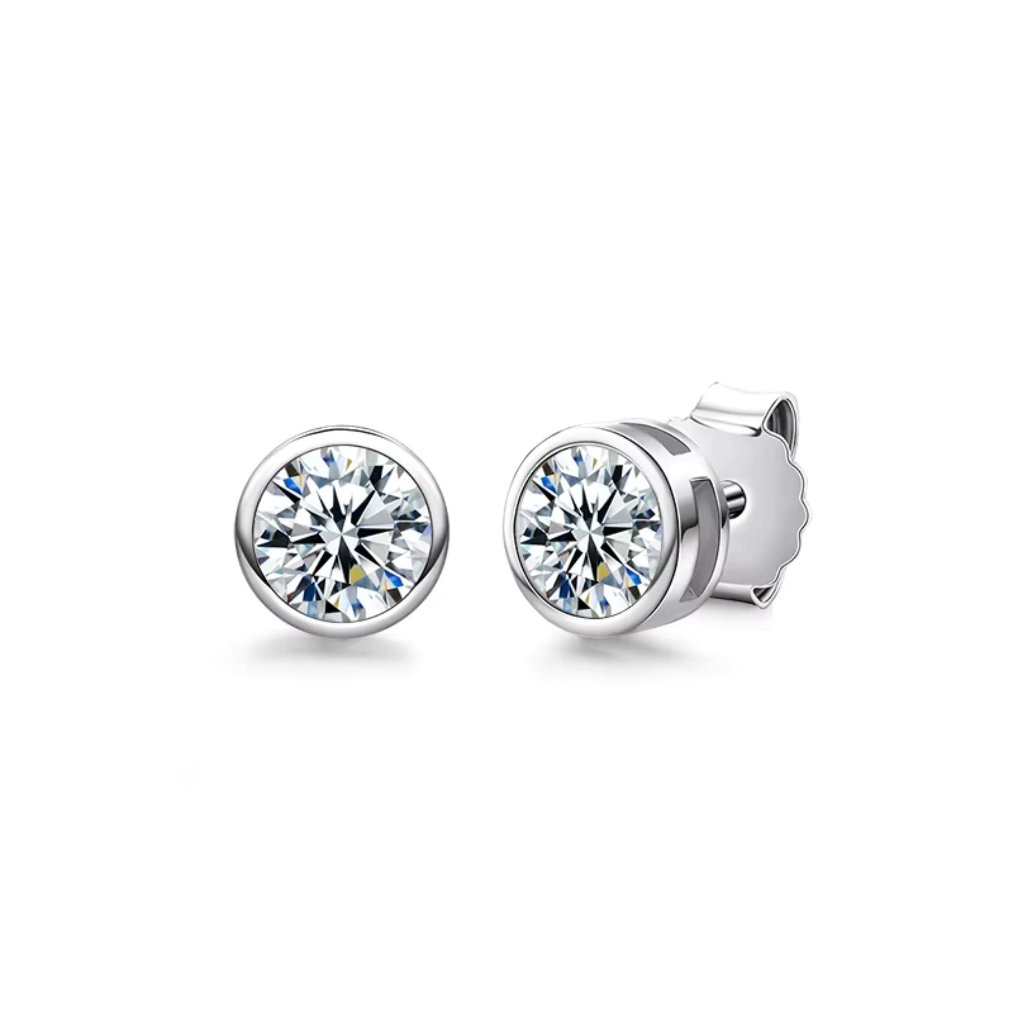 Brinco Solitário em Prata 925 com Pedra Moissanite