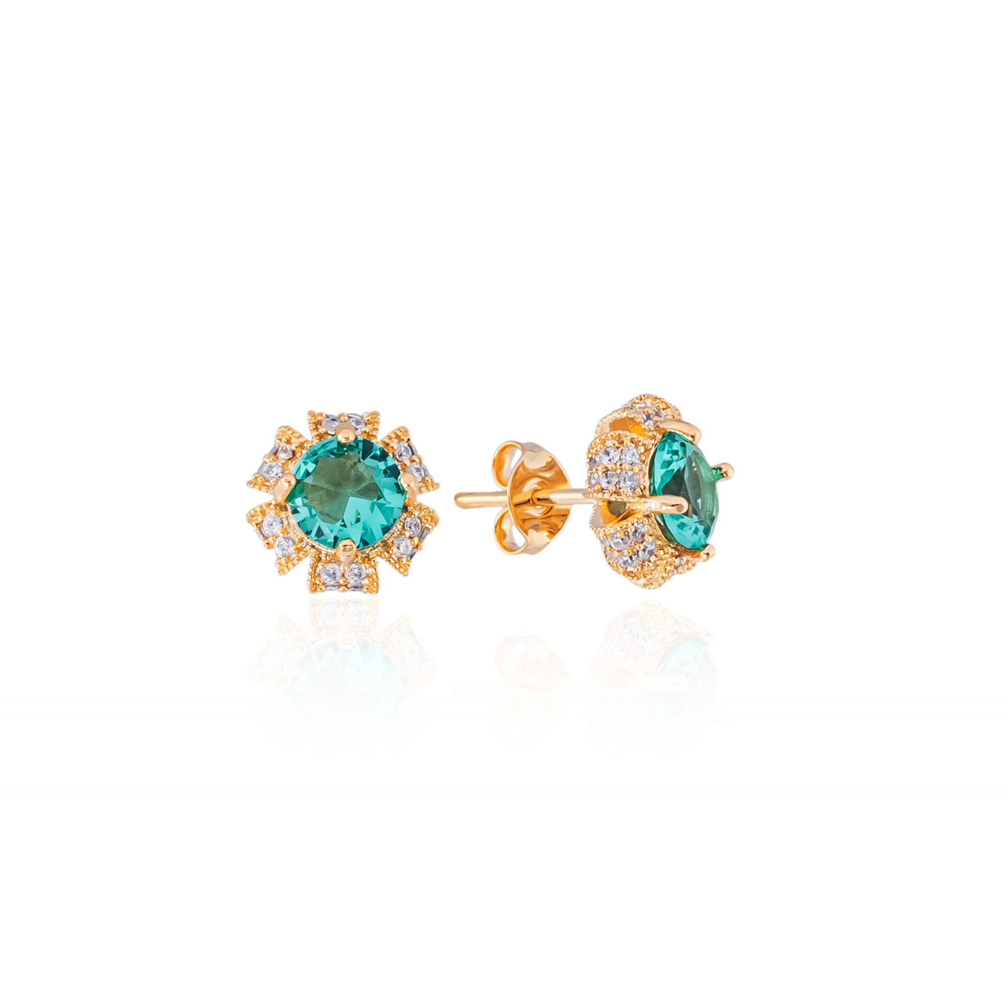 Brinco Delicado com Turmalina Verde Banhado a Ouro 18k