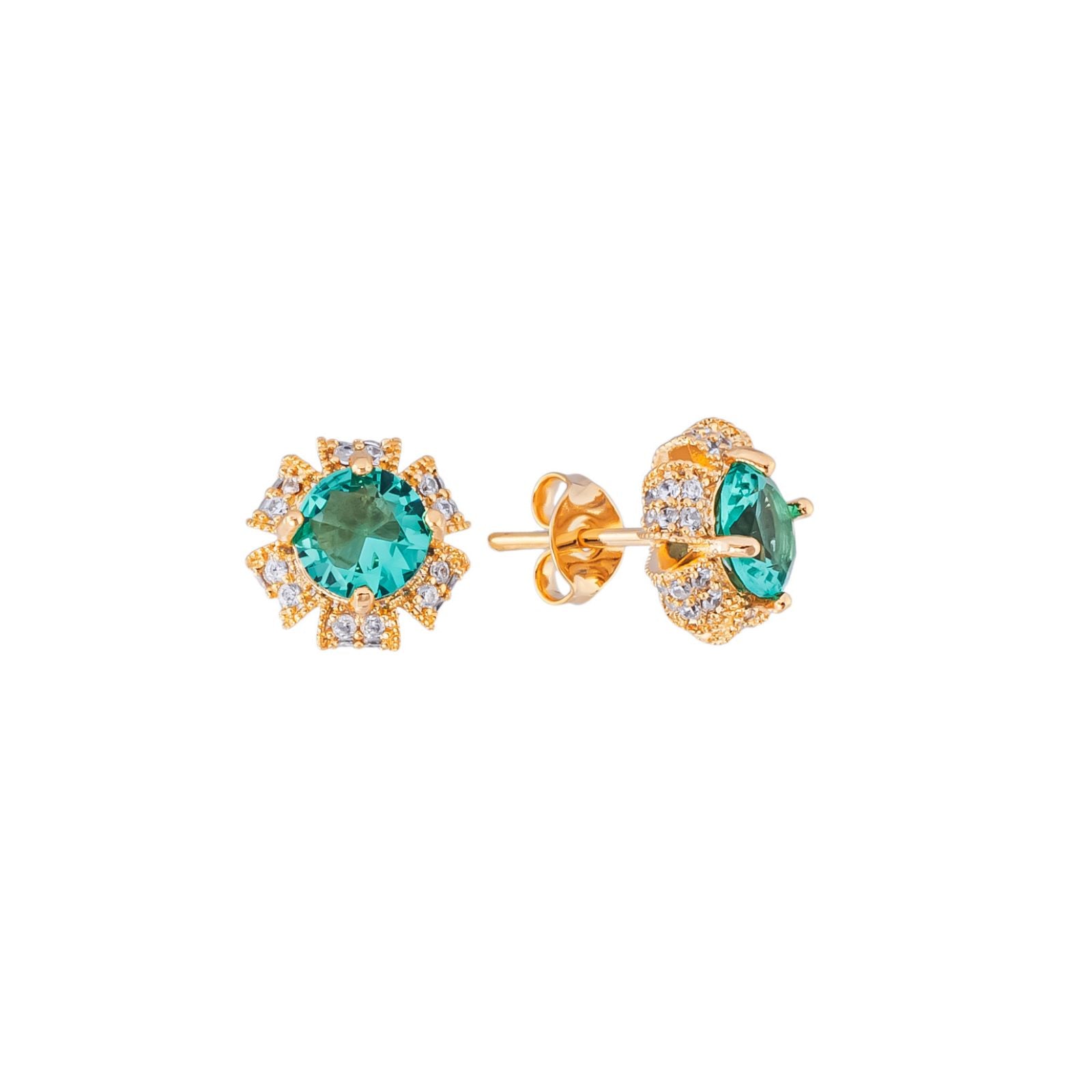 Brinco Delicado com Turmalina Verde Banhado a Ouro 18k