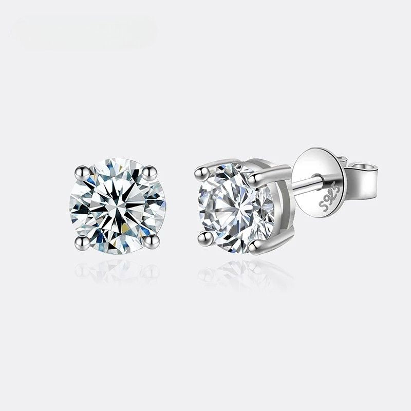 Brinco Moissanite Ponto de Luz 1ct em Prata 925