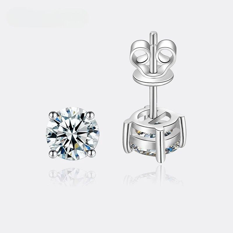 Brinco Moissanite Ponto de Luz 1ct em Prata 925