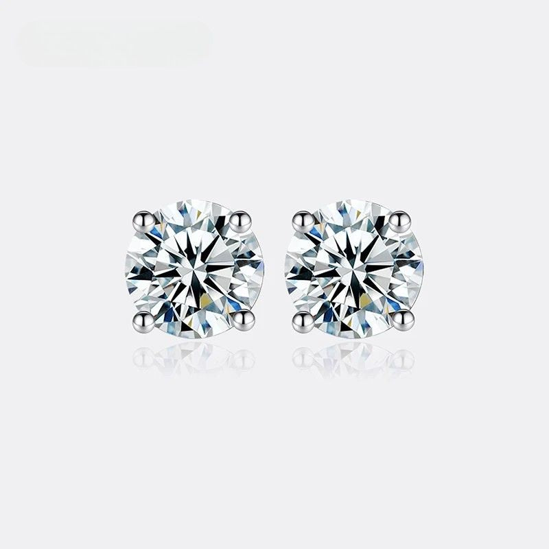 Brinco Moissanite Ponto de Luz 1ct em Prata 925