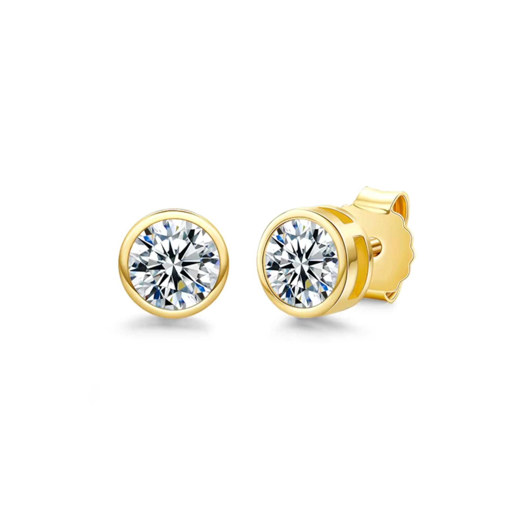 Brinco Solitário com Pedra Moissanite Banhado em Ouro 18k