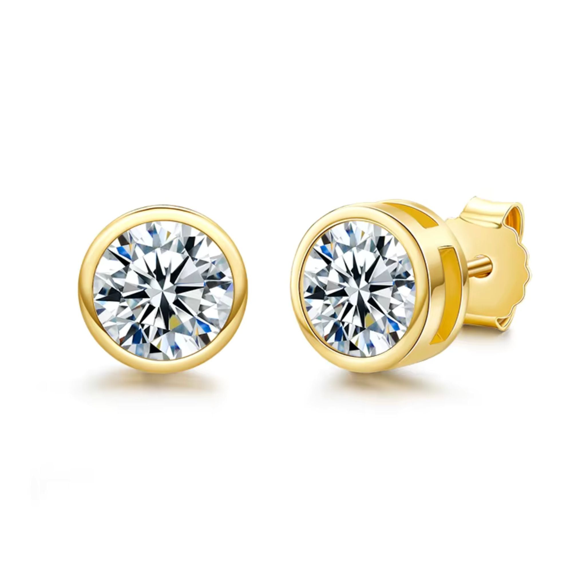 Brinco Solitário com Pedra Moissanite Banhado em Ouro 18k