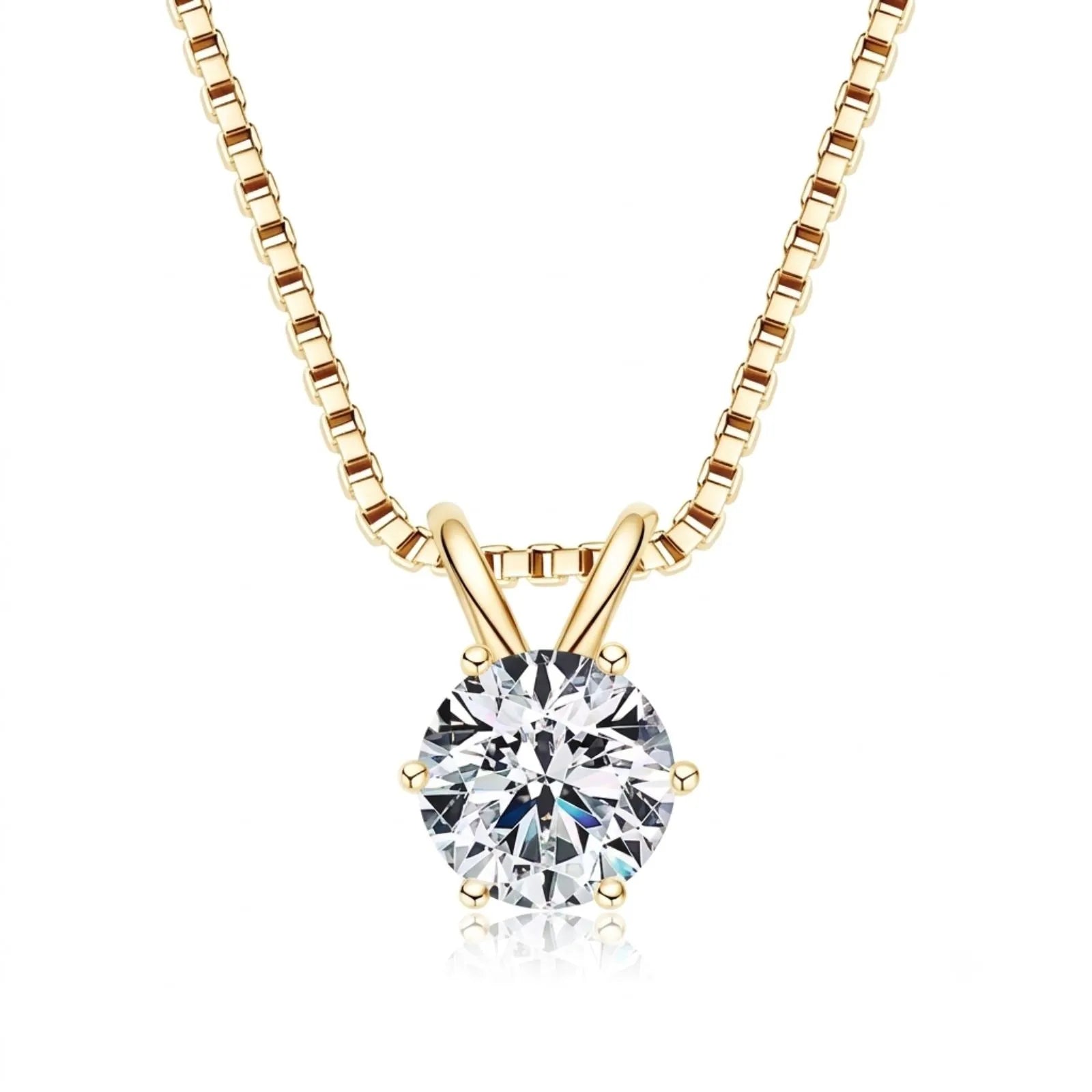 Colar Ponto de Luz Banhado a Ouro Amarelo Moissanite 1ct