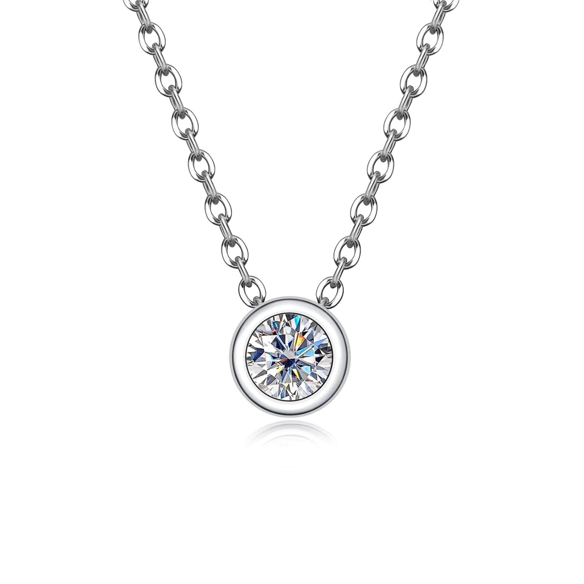 Colar Minimalista em Prata 925 Ponto de Luz Moissanite 0,3ct