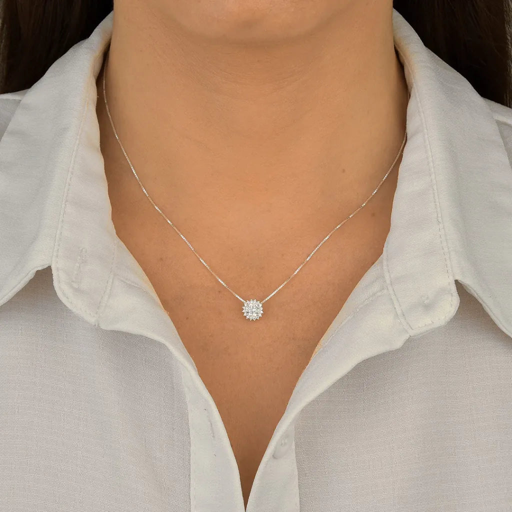Colar Ponto de Luz Cravejado Prata 925