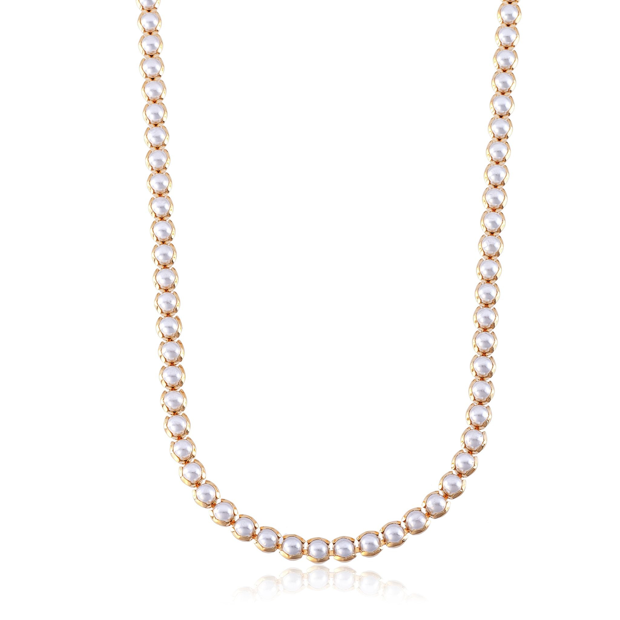 Colar Riviera de Pérolas Banhado em Ouro 18k