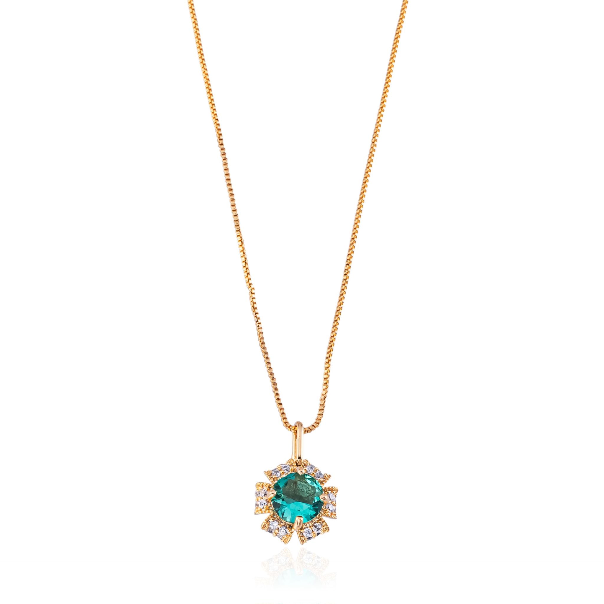 Colar Delicado com Turmalina Verde Banhado a Ouro 18k