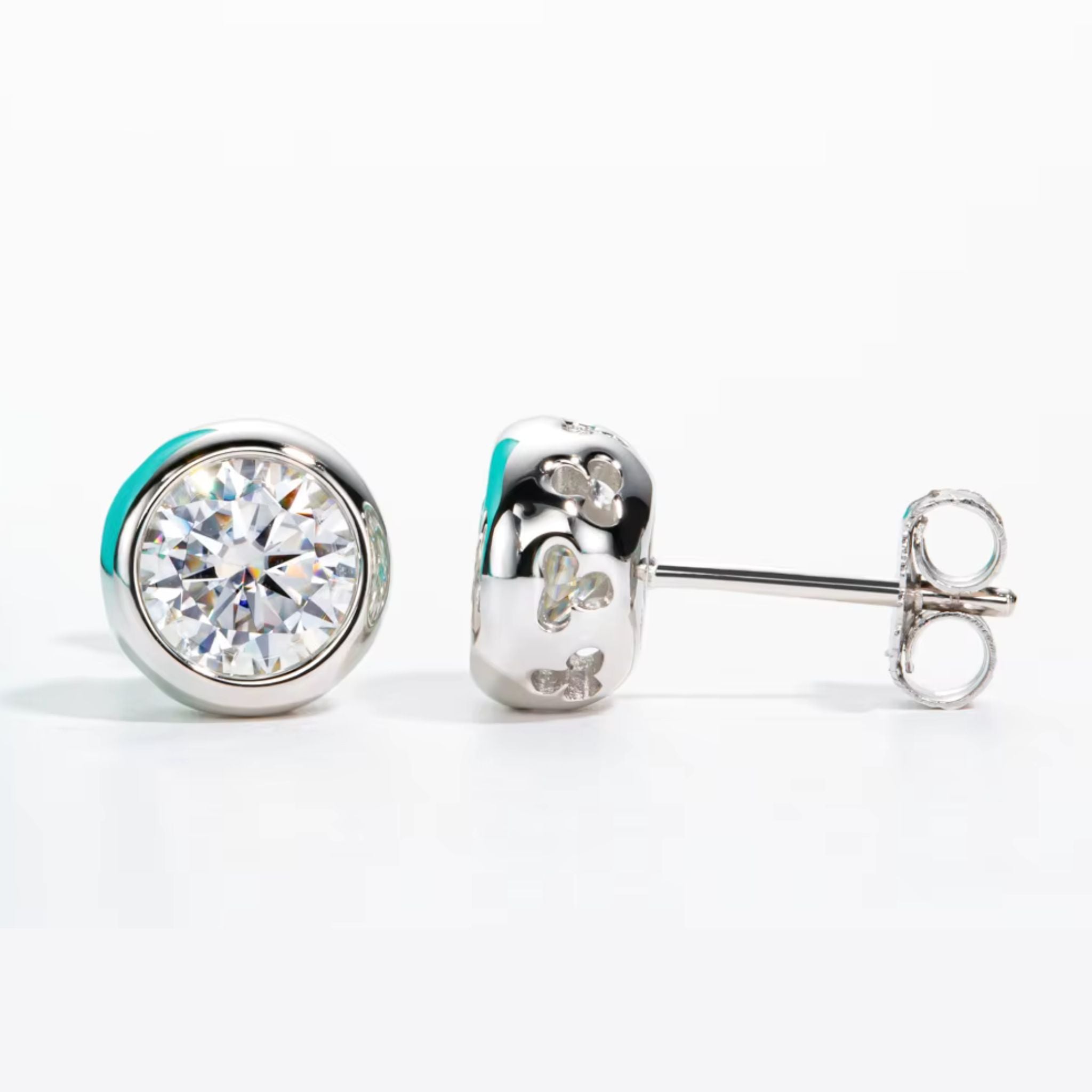 Conjunto Colar e Brinco Minimalista em Prata 925 com Pedra Moissanite