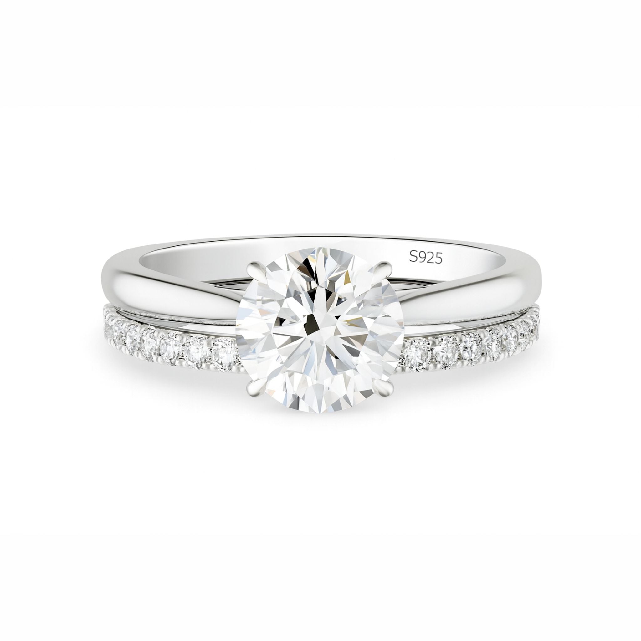 Anel Noivado Moissanite 2ct com Meia Aliança