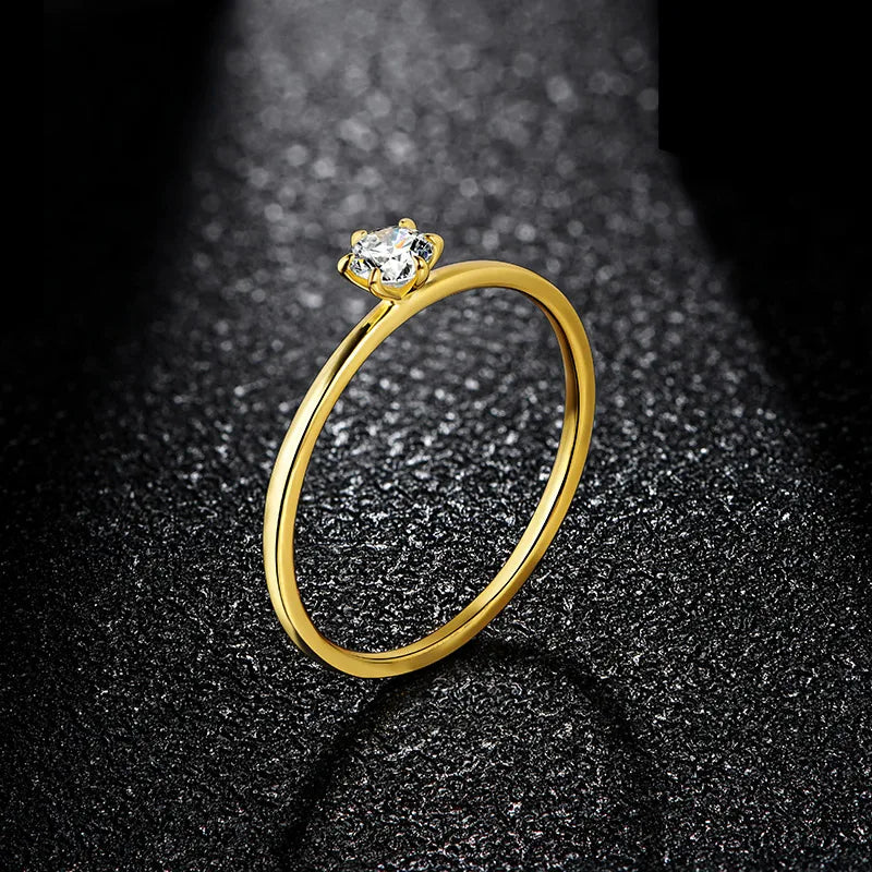 Anel Solitário Moissanite 0,2ct Minimalista Gold