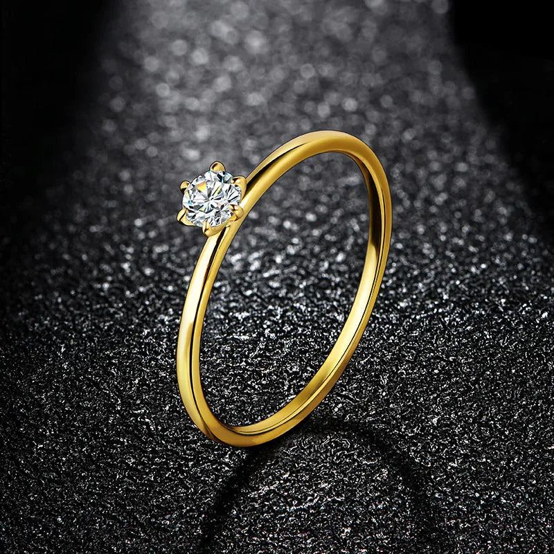 Anel Solitário Moissanite 0,2ct Minimalista Gold