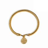 Bracelete Pingente de Moeda Banhado em Ouro 18k