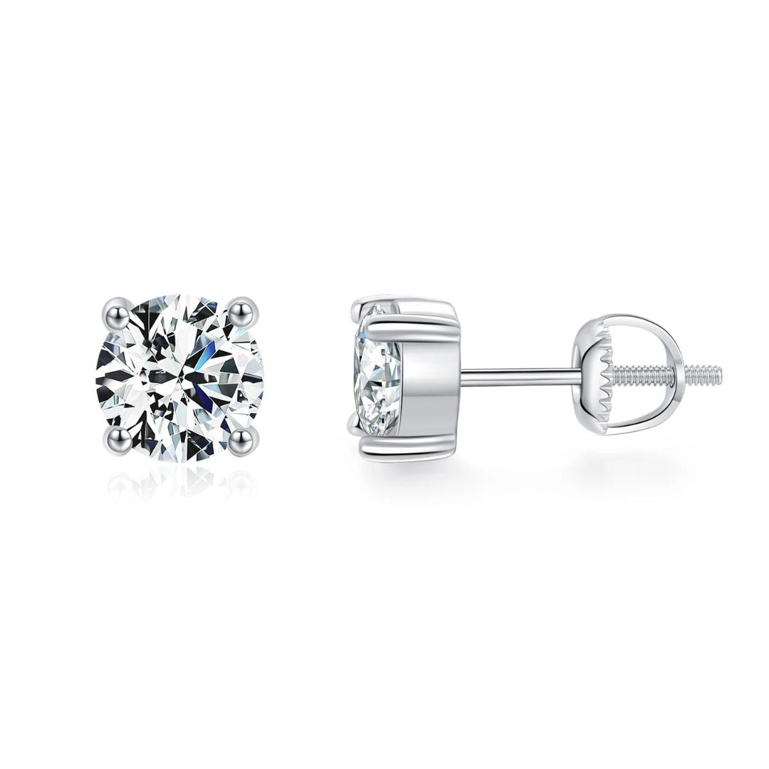 Brinco Noiva Moissanite 6.5mm 1ct em Prata 925