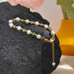 Pulseira com Pérolas e Pedras Naturais