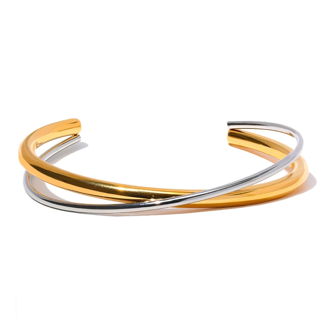 Bracelete Cuff Double Banhado a Ouro 18k